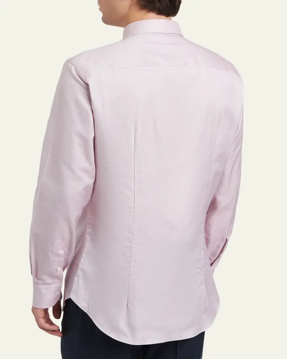 Brioni Men's Textured Cotton Button-Collar Dress Shirt | Thumbnail 3 Brioni Men's Textured Cotton Button-Collar Dress Shirt | Thumbnail 3