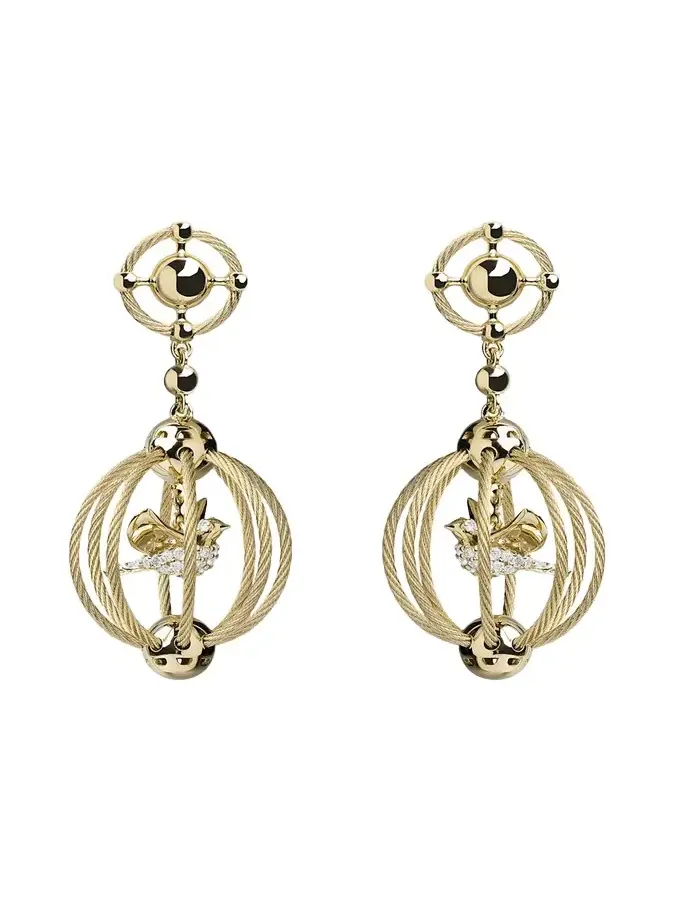 18K Gold Birdcage Earrings with Diamonds
