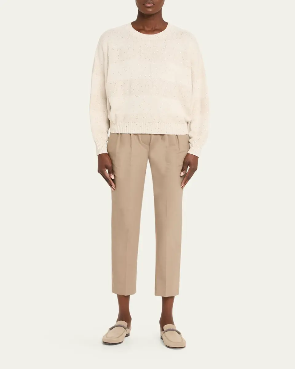Brunello Cucinelli Cotton Twill Slim-Leg Ankle Pull-On Pants | Thumbnail 2