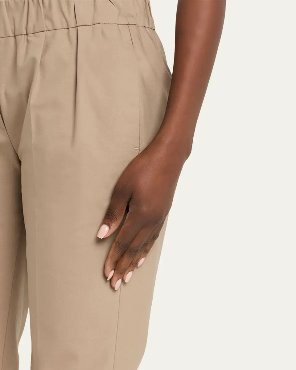 Brunello Cucinelli Cotton Twill Slim-Leg Ankle Pull-On Pants | Thumbnail 5