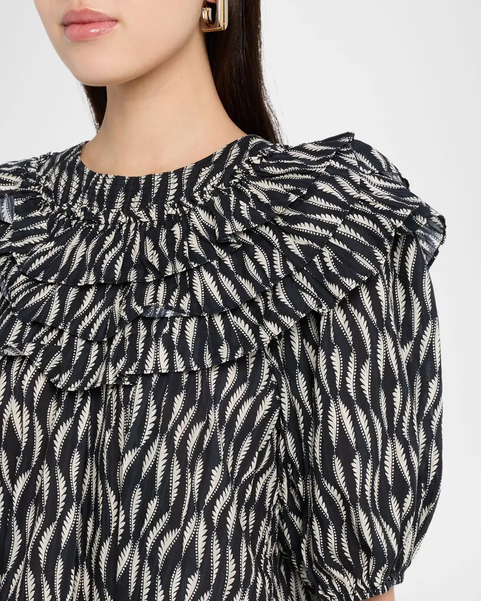 Ulla Johnson Mira Ruffle Puff-Sleeve Cotton Blouse | Thumbnail 12