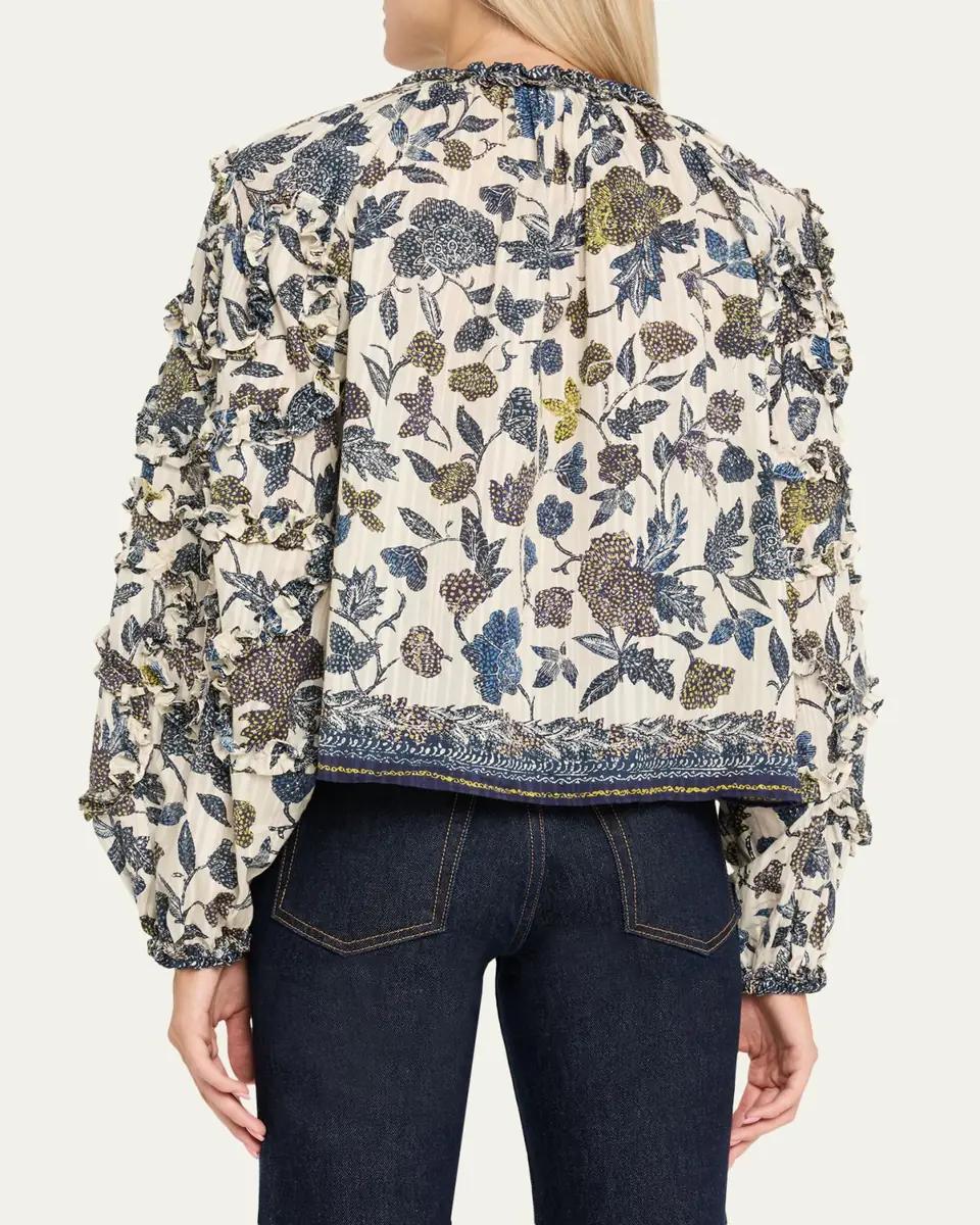 Ulla Johnson Azrou Floral Long-Sleeve Ruffle Blouse | Thumbnail 3 Ulla Johnson Azrou Floral Long-Sleeve Ruffle Blouse | Thumbnail 3