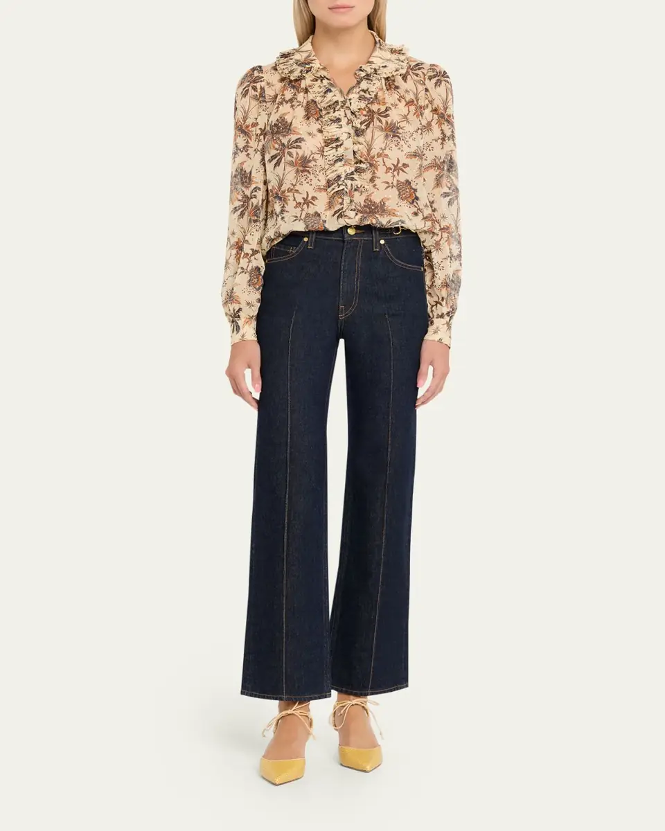 Ulla Johnson Nina Metallic Fil-Coupe Chiffon Ruffle Button-Down Blouse | Thumbnail 2 Ulla Johnson Nina Metallic Fil-Coupe Chiffon Ruffle Button-Down Blouse | Thumbnail 2
