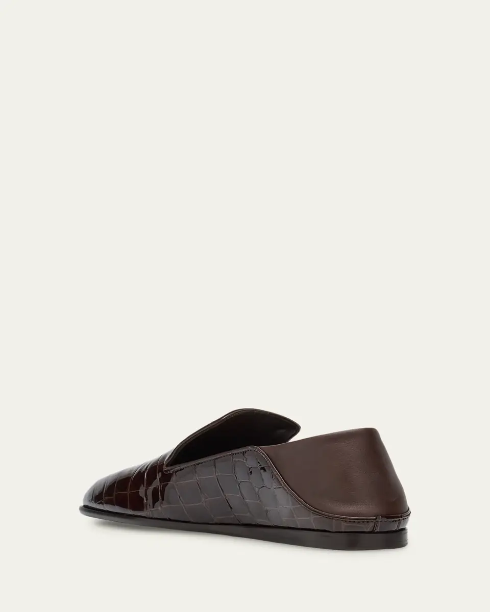 Jimmy Choo Elliot Croc-Embossed Leather Slippers | Thumbnail 4