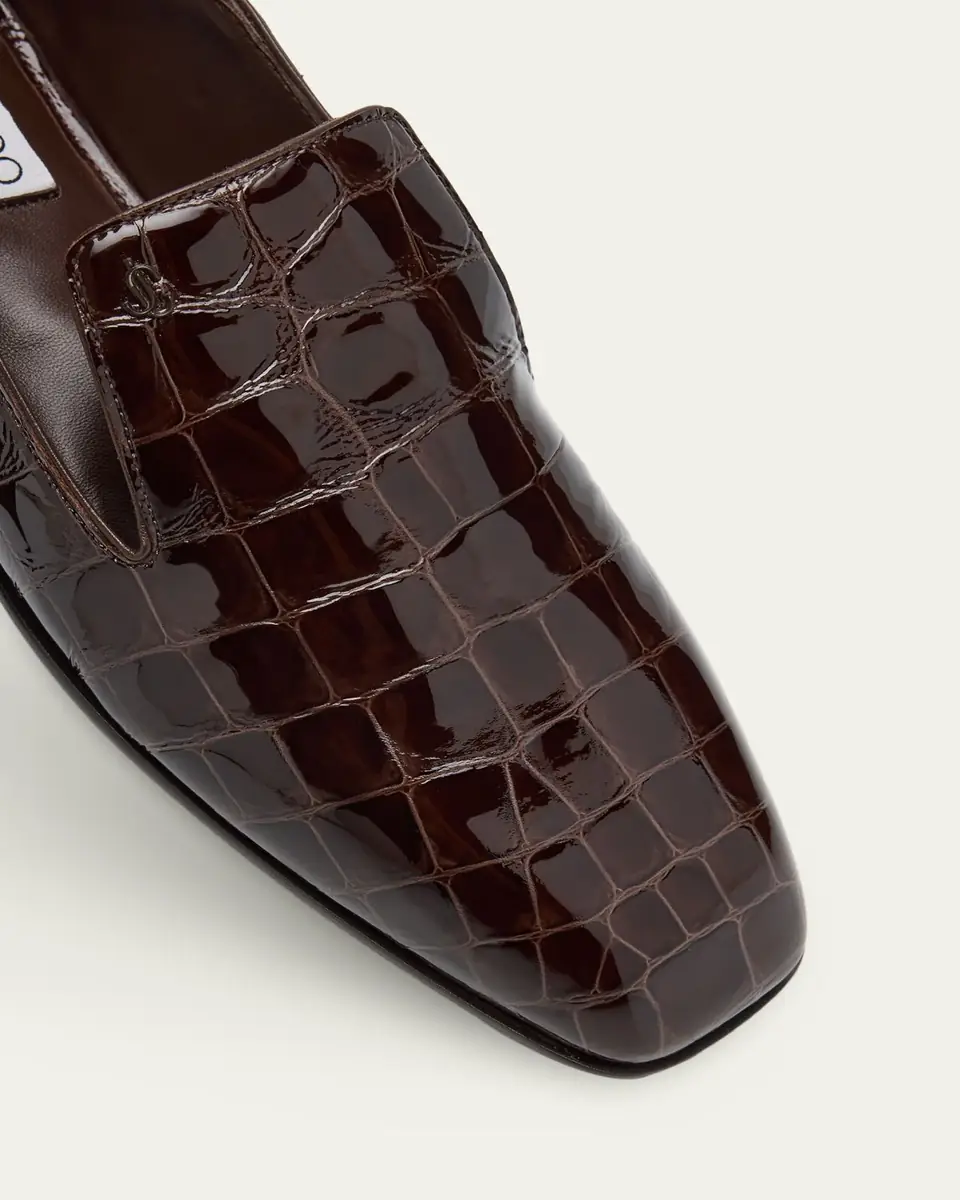 Jimmy Choo Elliot Croc-Embossed Leather Slippers | Thumbnail 5