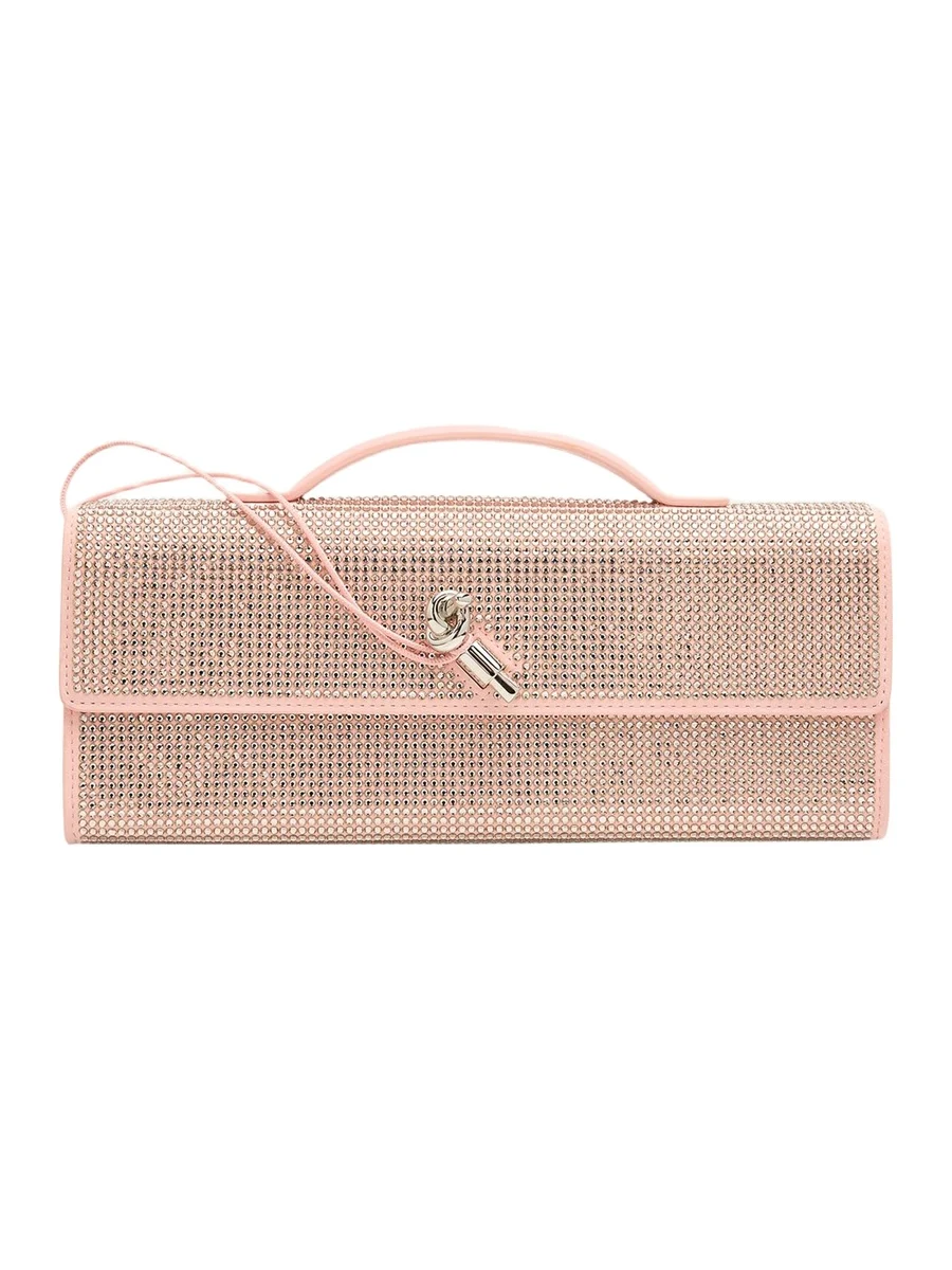 Bottega Veneta Andiamo Crystal Leather Clutch Bag