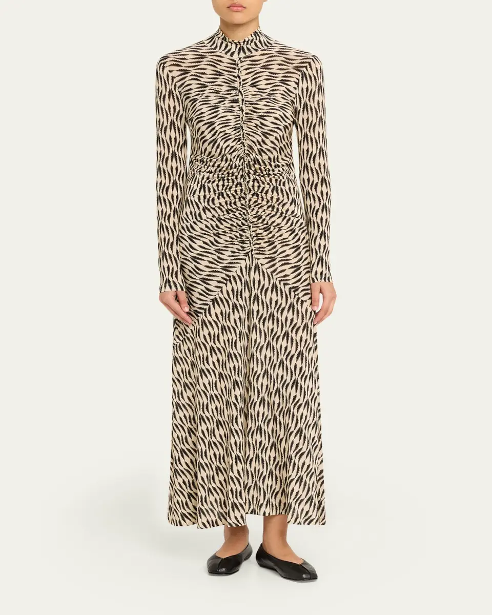 Ulla Johnson Ida Ruched Turtleneck Midi Dress | Thumbnail 2 Ulla Johnson Ida Ruched Turtleneck Midi Dress | Thumbnail 2