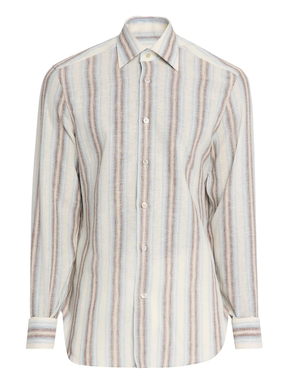 Kiton Men's Linen Blend Wide Stripe Button-Down Shirt