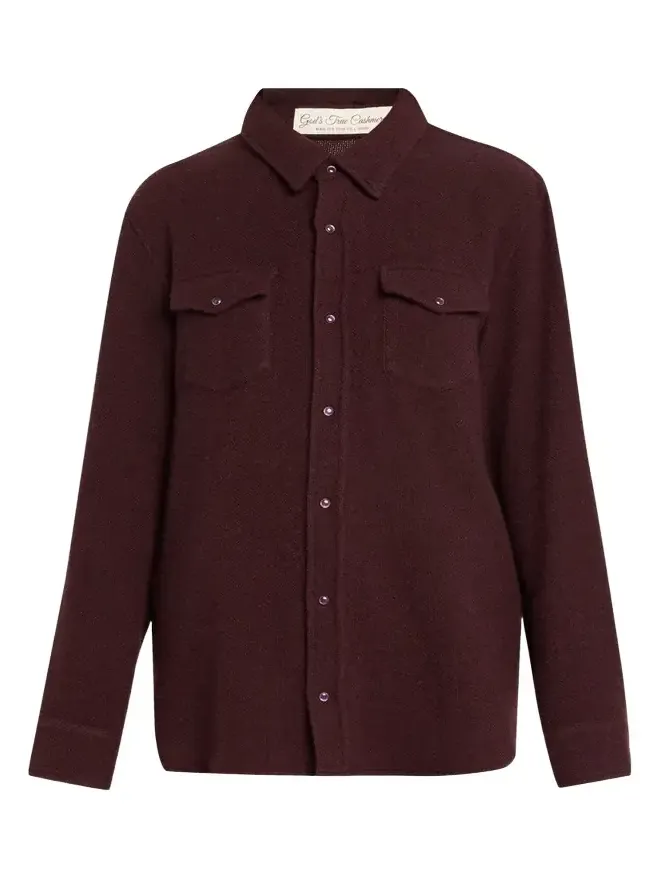 Claret Solid Cashmere Button-Down Shirt Claret Solid Cashmere Button-Down Shirt