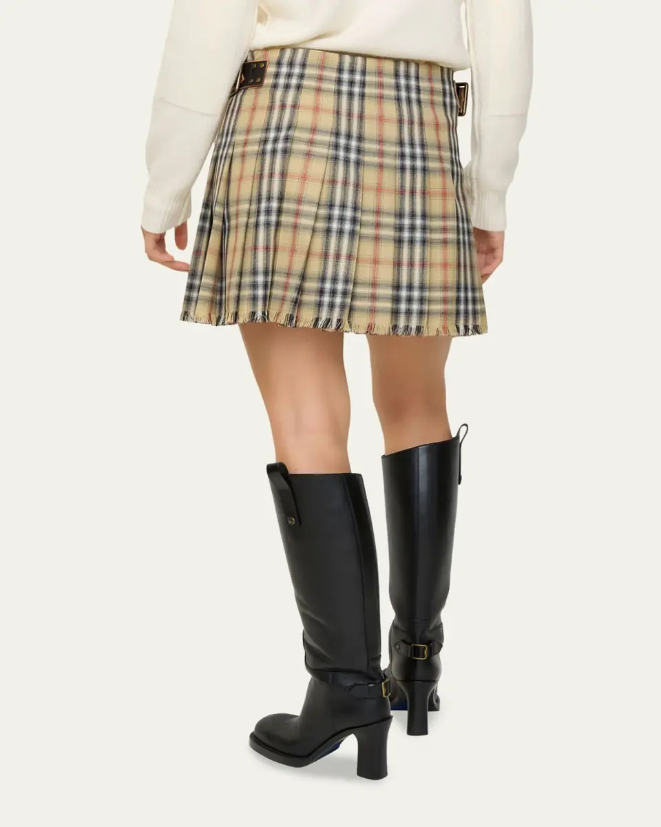Burberry Skye Check Buckled Mini Wrap Skirt | Thumbnail 3 Burberry Skye Check Buckled Mini Wrap Skirt | Thumbnail 3