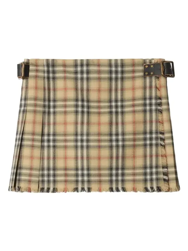 Burberry Skye Check Buckled Mini Wrap Skirt