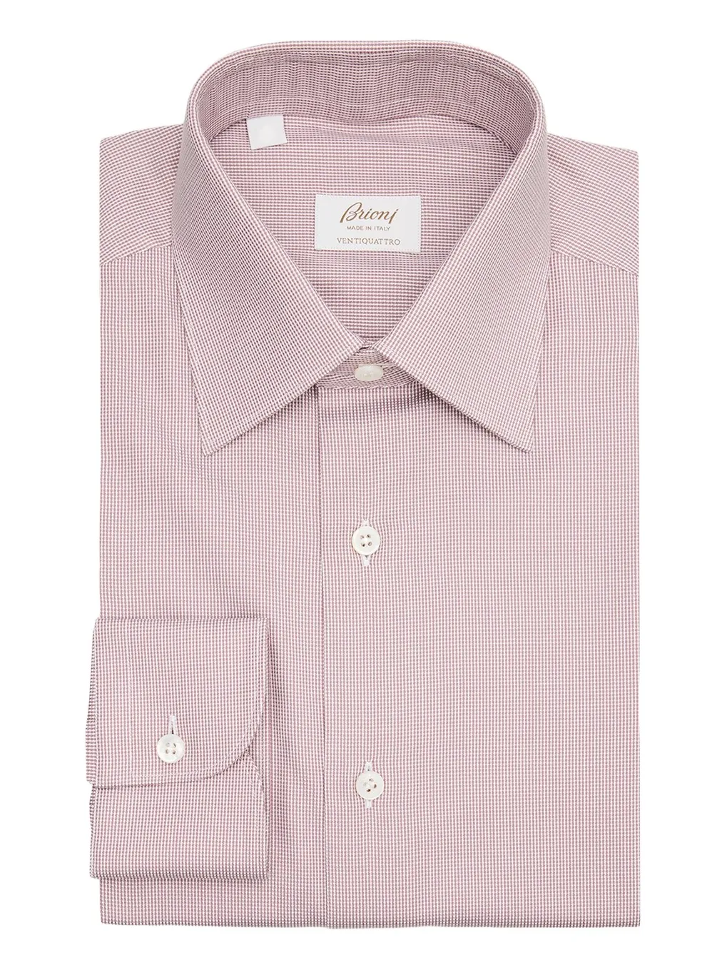 Brioni Men's Ventiquattro Cotton Micro-Houndstooth Dress Shirt