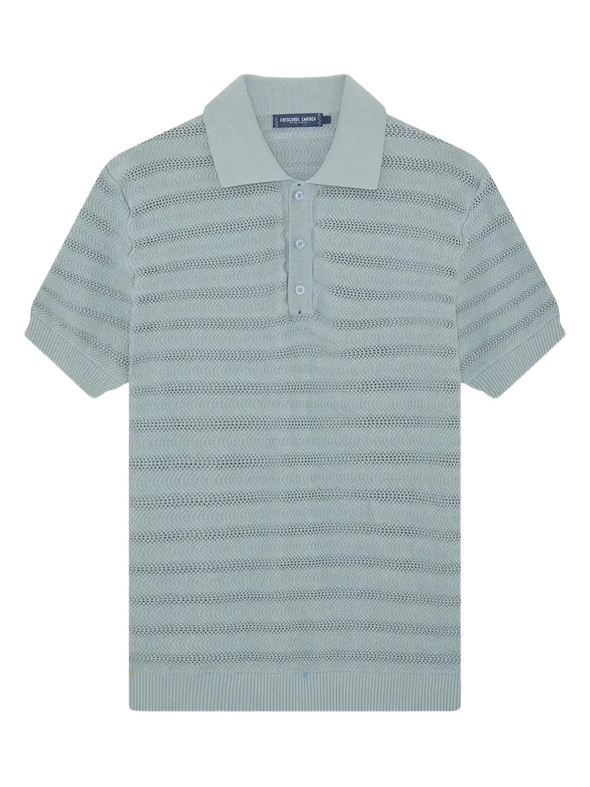 Men's Vidal Cotton Knit Jacquard Stripe Polo Shirt