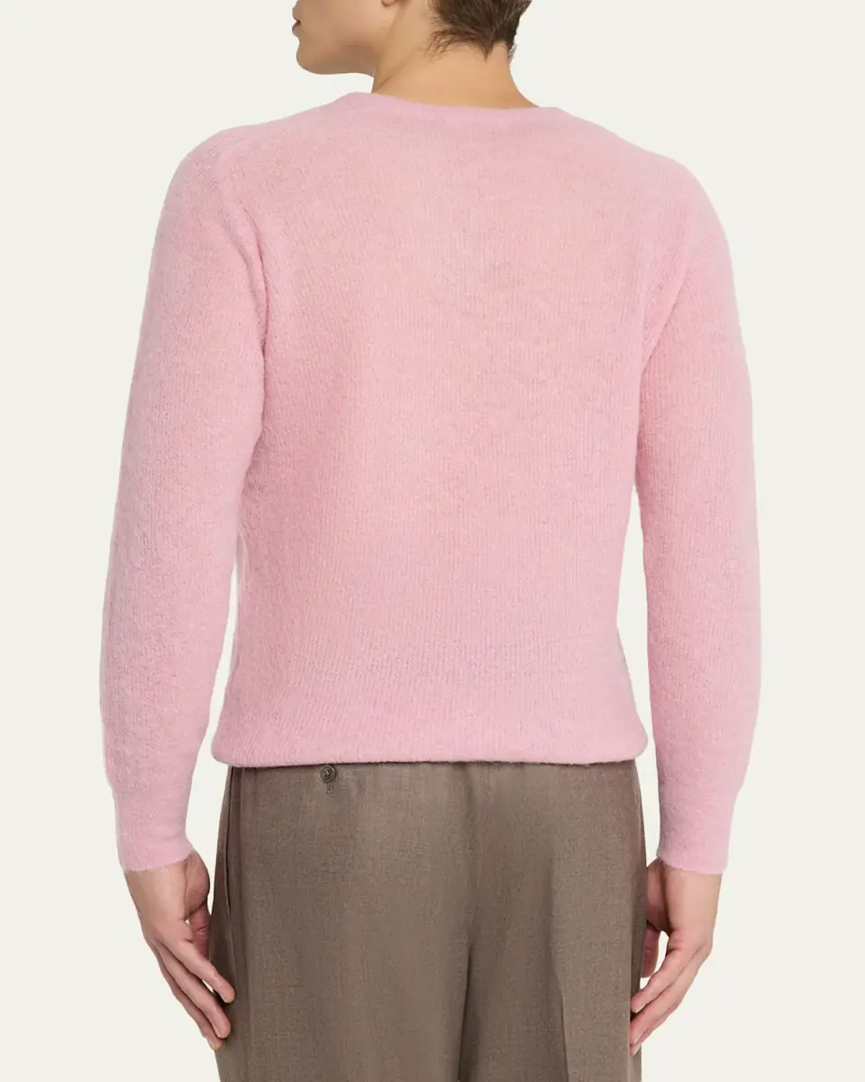 AURALEE Men's Baby Suri Alpaca Sheer Knit Crewneck Sweater | Thumbnail 3 AURALEE Men's Baby Suri Alpaca Sheer Knit Crewneck Sweater | Thumbnail 3