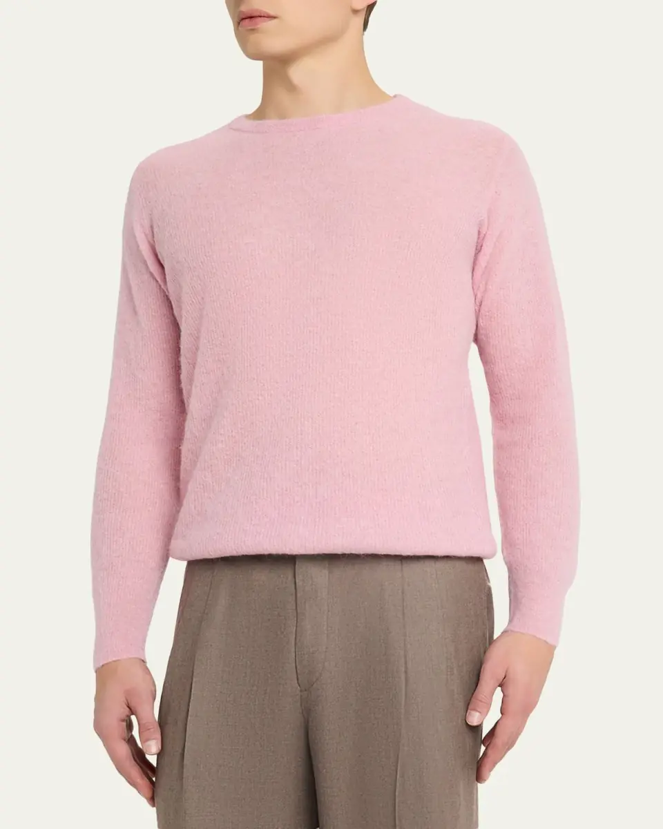 AURALEE Men's Baby Suri Alpaca Sheer Knit Crewneck Sweater | Thumbnail 4 AURALEE Men's Baby Suri Alpaca Sheer Knit Crewneck Sweater | Thumbnail 4