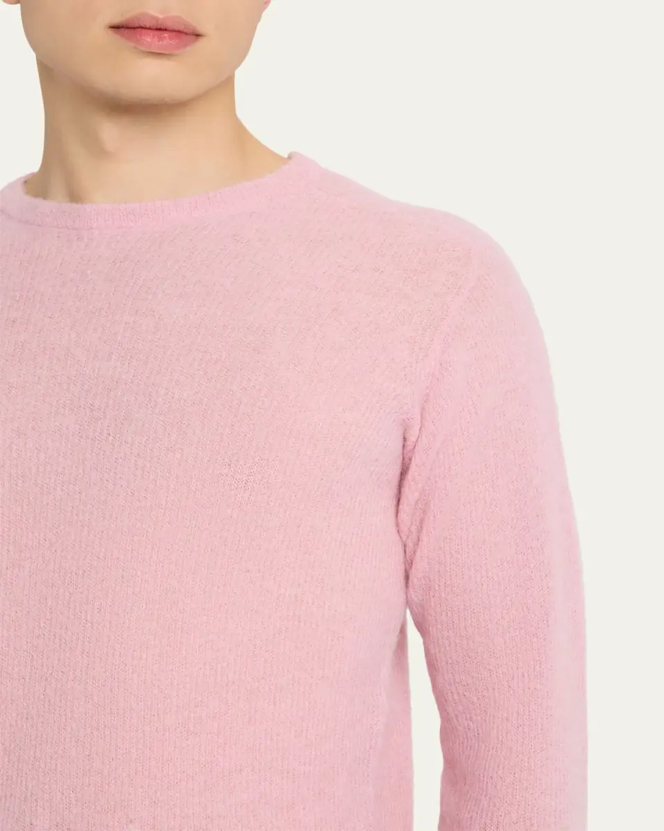 AURALEE Men's Baby Suri Alpaca Sheer Knit Crewneck Sweater | Thumbnail 5 AURALEE Men's Baby Suri Alpaca Sheer Knit Crewneck Sweater | Thumbnail 5