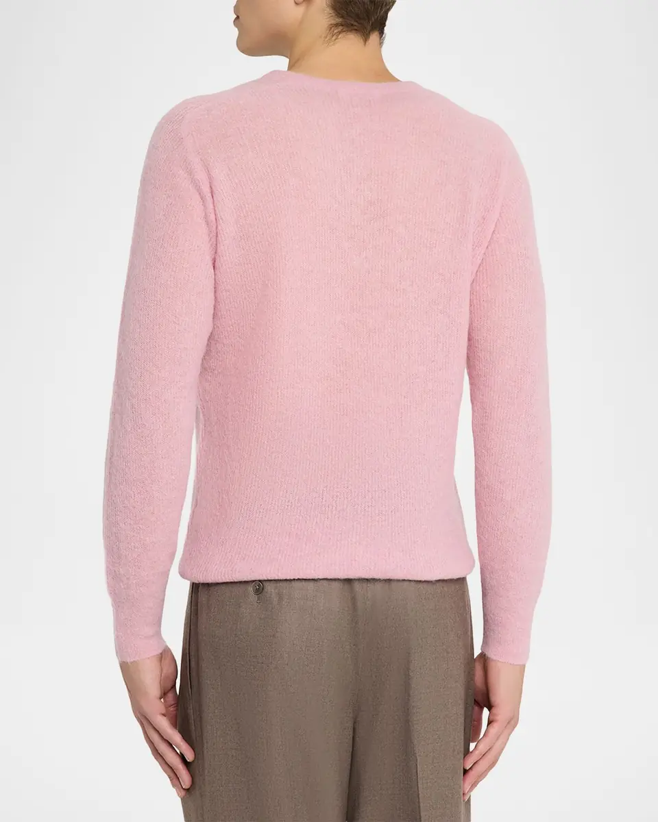 AURALEE Men's Baby Suri Alpaca Sheer Knit Crewneck Sweater | Thumbnail 7 AURALEE Men's Baby Suri Alpaca Sheer Knit Crewneck Sweater | Thumbnail 7