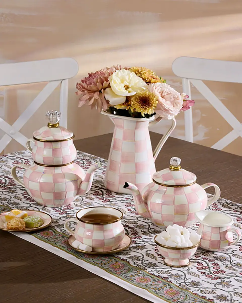 MacKenzie-Childs Rosy Check Enamel Little Sugar Bowl | Thumbnail 2 MacKenzie-Childs Rosy Check Enamel Little Sugar Bowl | Thumbnail 2