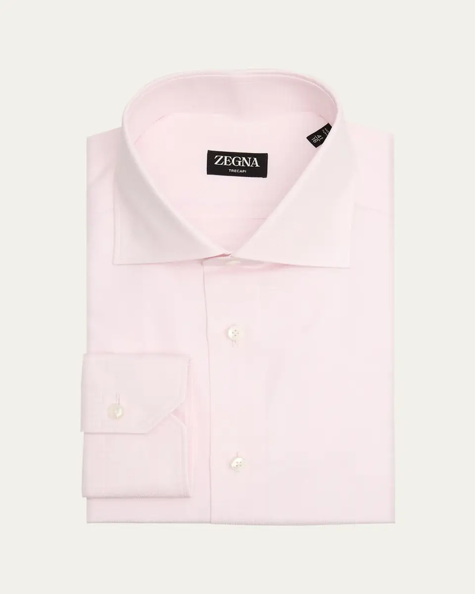 ZEGNA Men's Trecapi Cotton Micro-Structure Dress Shirt | Thumbnail 2