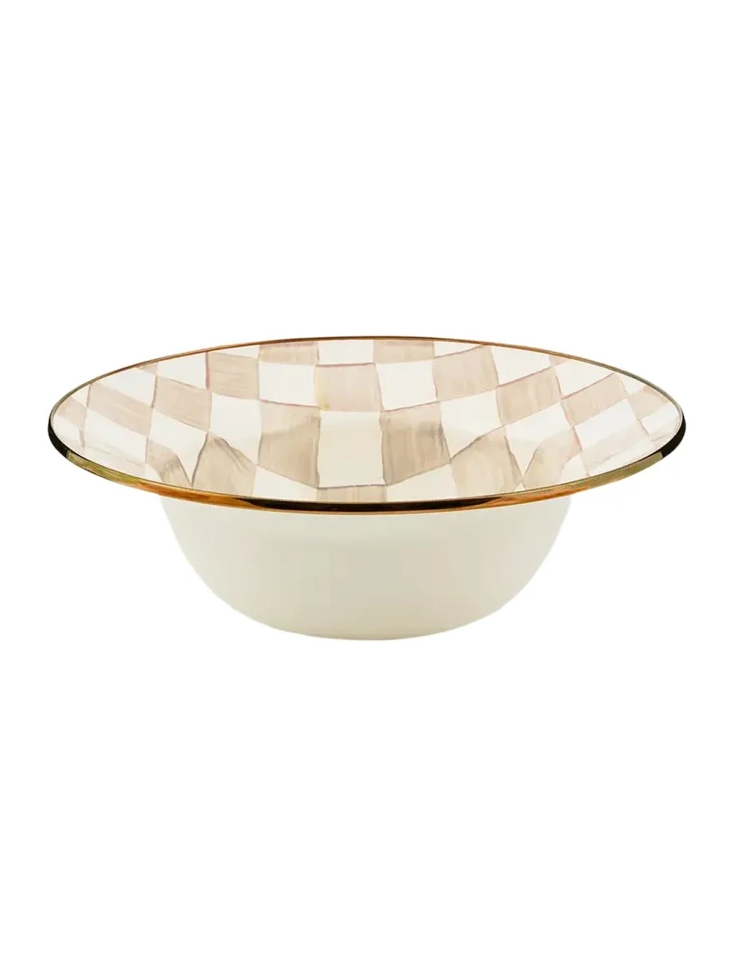 MacKenzie-Childs Mocha Check Serving Bowl