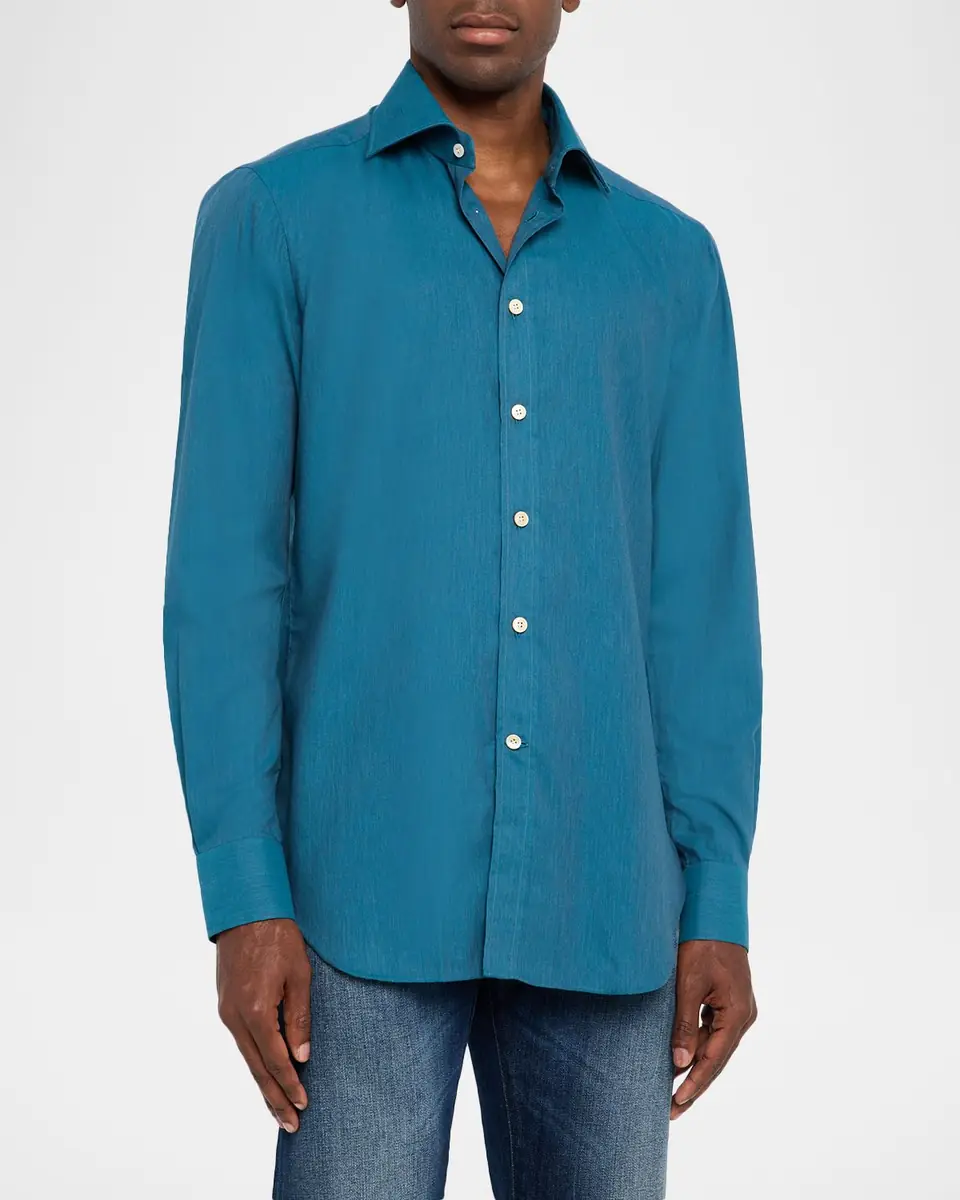 Kiton Men's Cotton Sport Shirt | Thumbnail 3 Kiton Men's Cotton Sport Shirt | Thumbnail 3