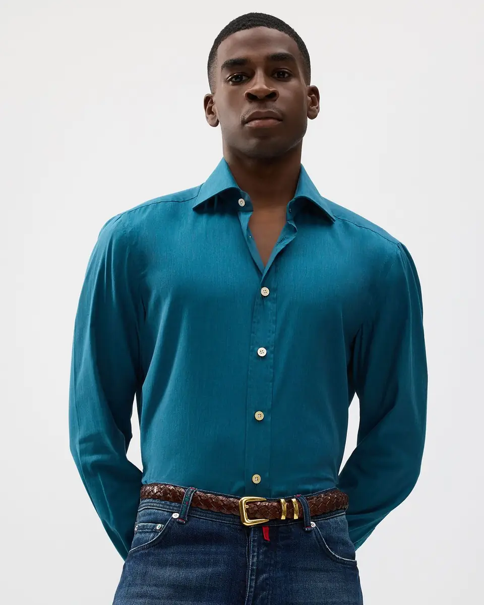 Kiton Men's Cotton Sport Shirt | Thumbnail 4 Kiton Men's Cotton Sport Shirt | Thumbnail 4
