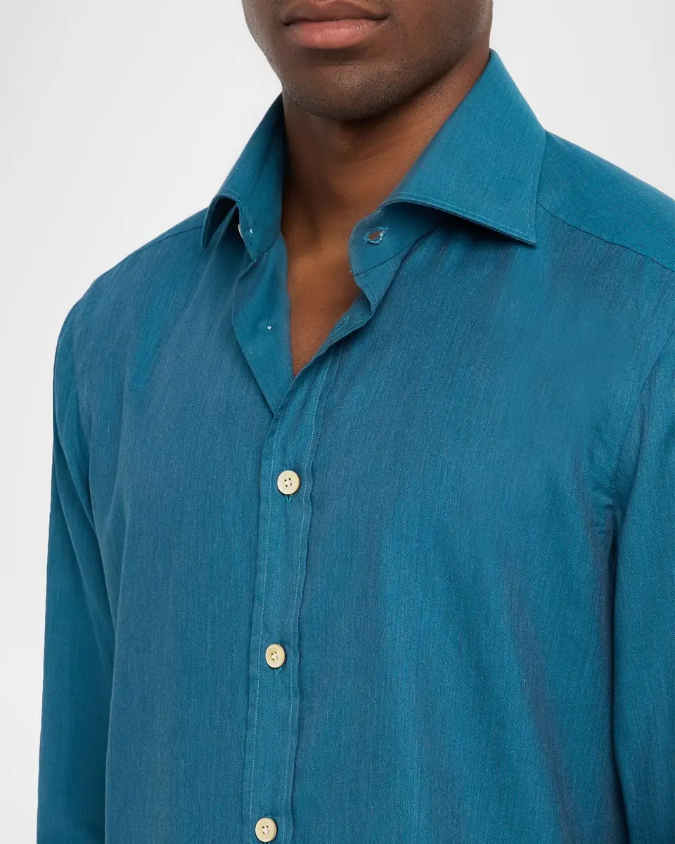 Kiton Men's Cotton Sport Shirt | Thumbnail 5 Kiton Men's Cotton Sport Shirt | Thumbnail 5