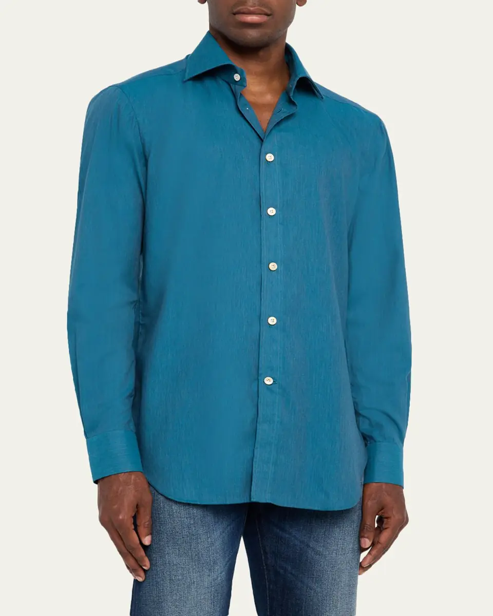 Kiton Men's Cotton Sport Shirt | Thumbnail 9 Kiton Men's Cotton Sport Shirt | Thumbnail 9