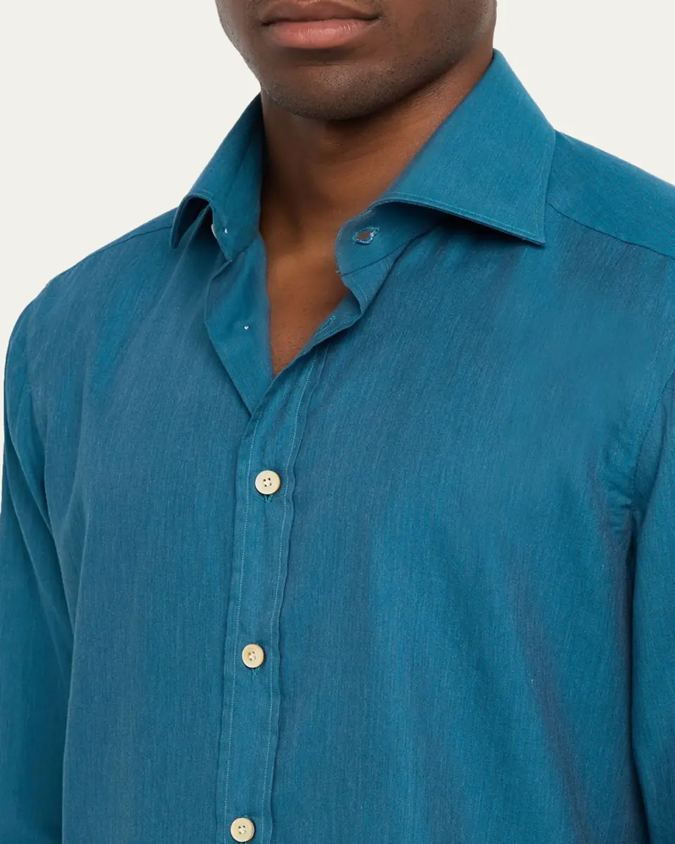 Kiton Men's Cotton Sport Shirt | Thumbnail 10 Kiton Men's Cotton Sport Shirt | Thumbnail 10