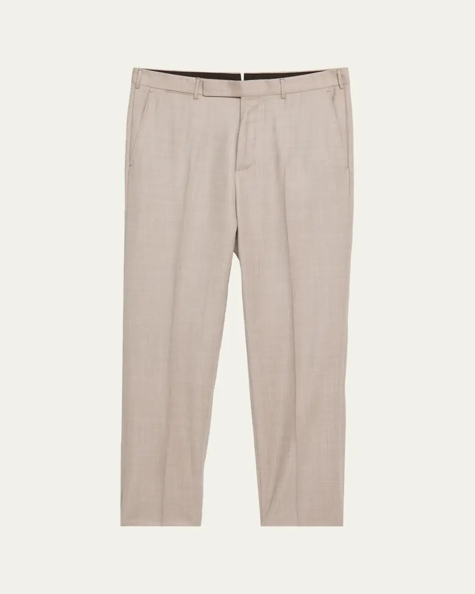 Zegna Men's Cavalry Twill Sharkskin Flat-Front Trousers | Thumbnail 5 Zegna Men's Cavalry Twill Sharkskin Flat-Front Trousers | Thumbnail 5
