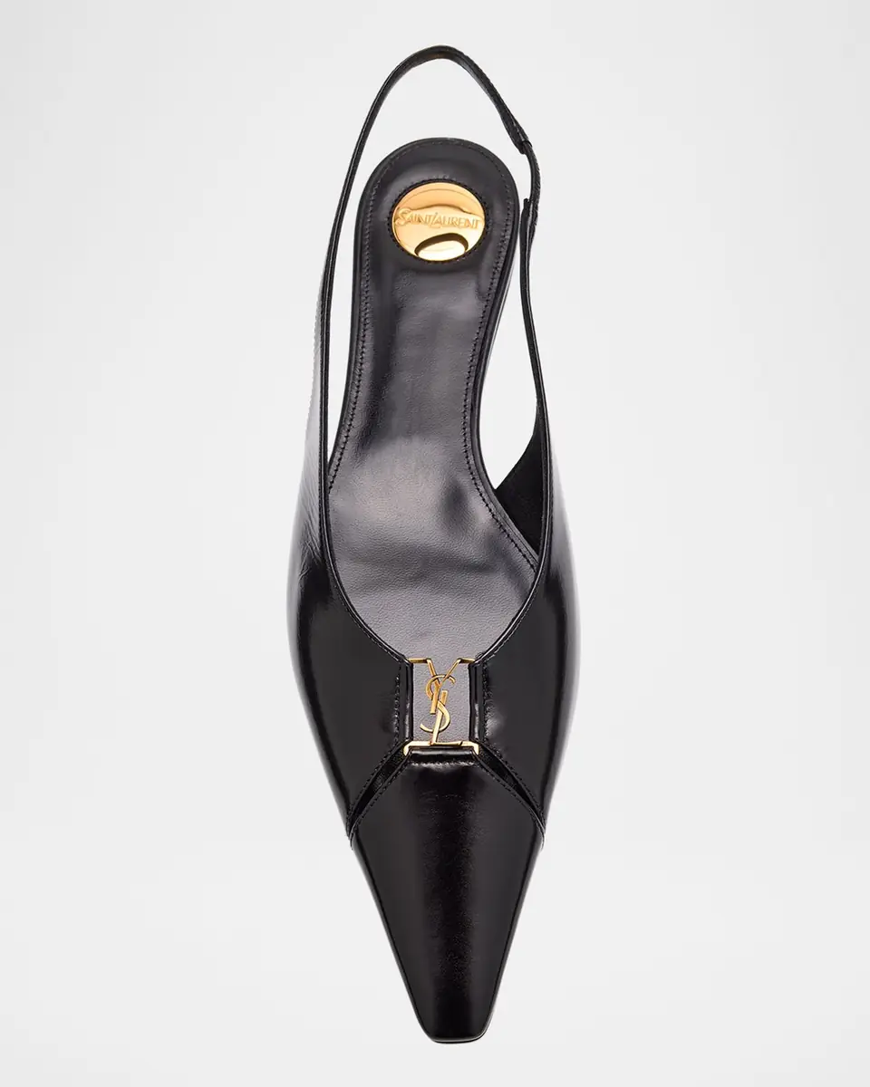Saint Laurent Babylone Leather YSL Slingback Ballerina Flats | Thumbnail 5 Saint Laurent Babylone Leather YSL Slingback Ballerina Flats | Thumbnail 5