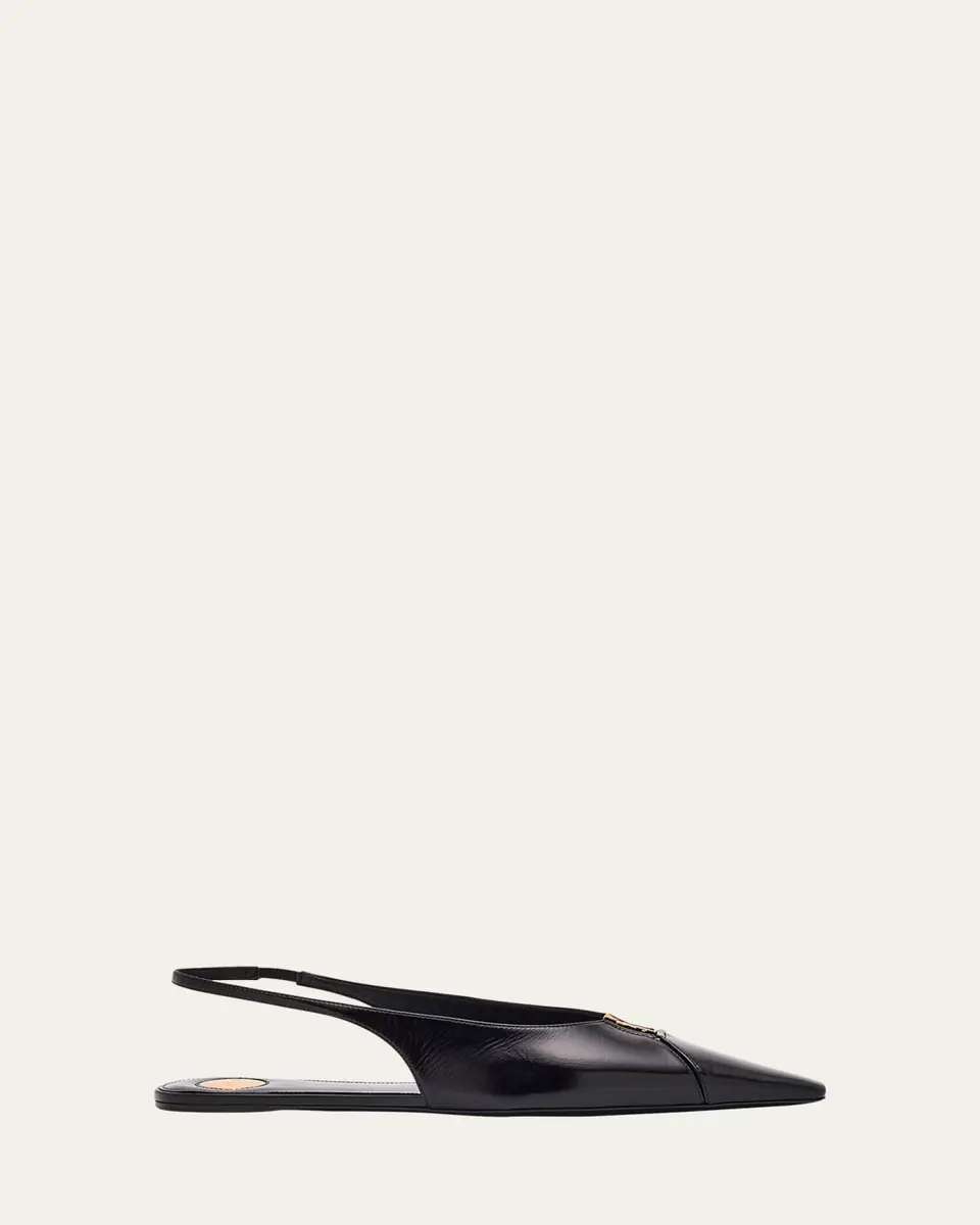 Saint Laurent Babylone Leather YSL Slingback Ballerina Flats | Thumbnail 6 Saint Laurent Babylone Leather YSL Slingback Ballerina Flats | Thumbnail 6