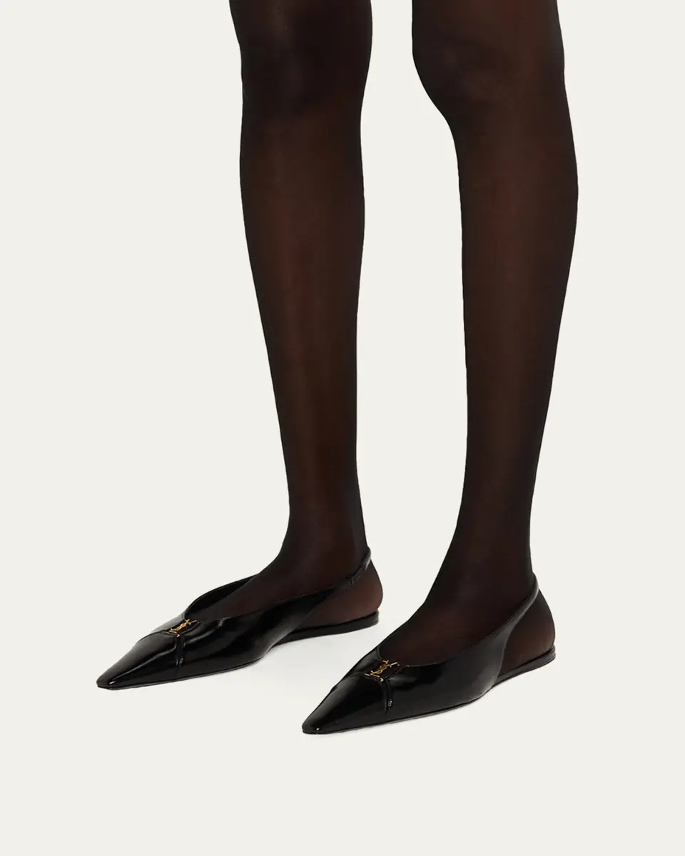 Saint Laurent Babylone Leather YSL Slingback Ballerina Flats | Thumbnail 7 Saint Laurent Babylone Leather YSL Slingback Ballerina Flats | Thumbnail 7