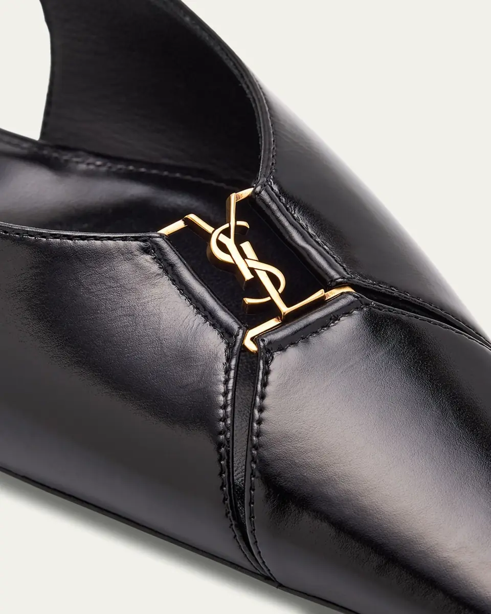 Saint Laurent Babylone Leather YSL Slingback Ballerina Flats | Thumbnail 10 Saint Laurent Babylone Leather YSL Slingback Ballerina Flats | Thumbnail 10
