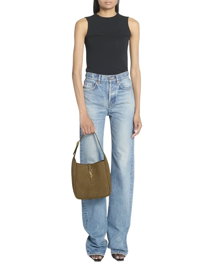 Le 5 A 7 Small Lizard-Embossed Shoulder Bag