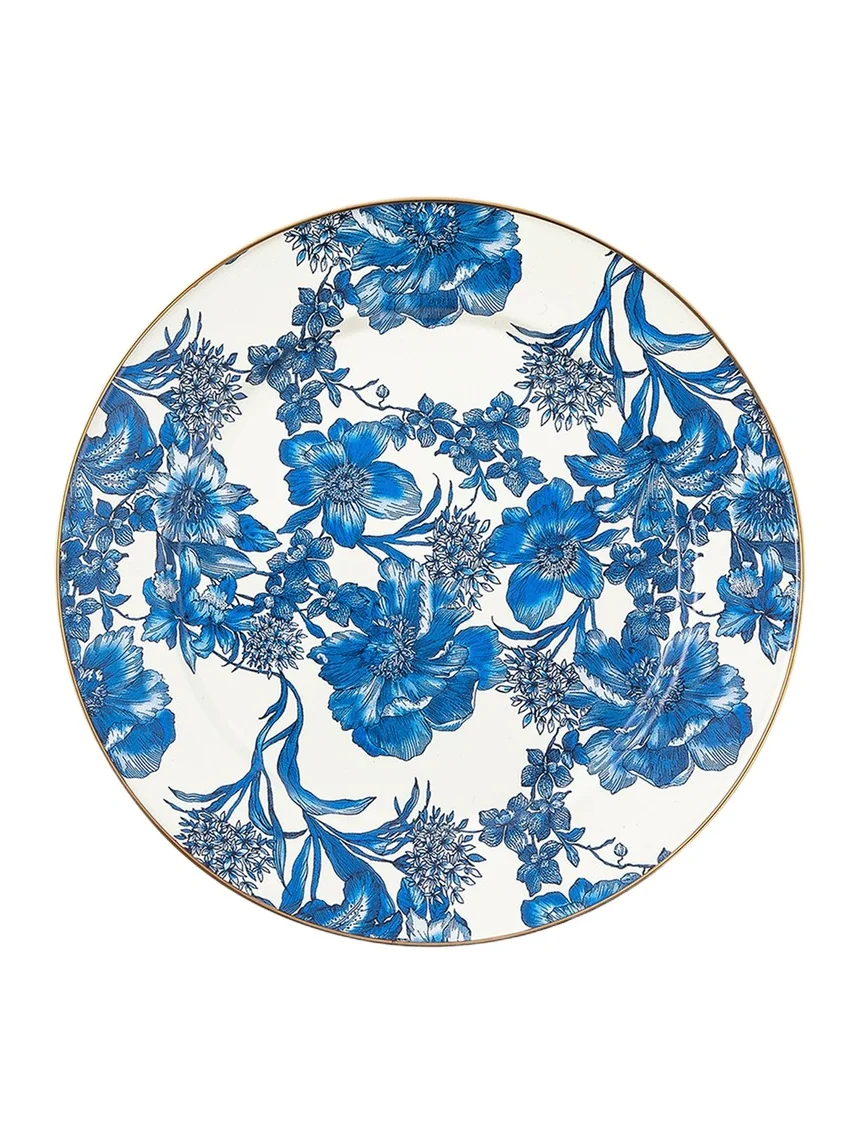 MacKenzie-Childs English Garden Royal Blue Enamel Charger Plate