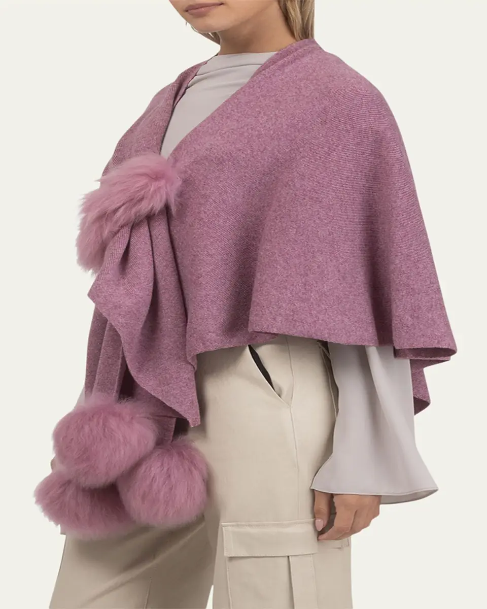 Gorski Select Wool Capelet With Lamb Shearling Poms | Thumbnail 6 Gorski Select Wool Capelet With Lamb Shearling Poms | Thumbnail 6