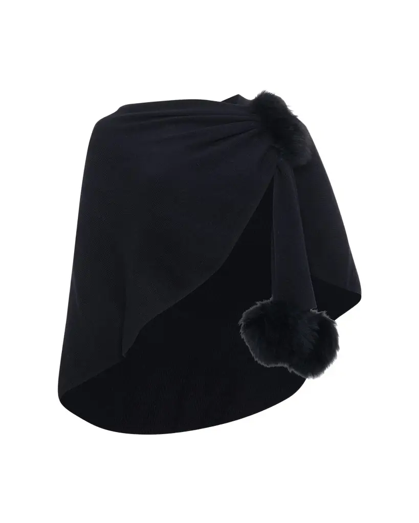 Gorski Select Wool Capelet With Lamb Shearling Poms | Image 1 Gorski Select Wool Capelet With Lamb Shearling Poms | Image 1
