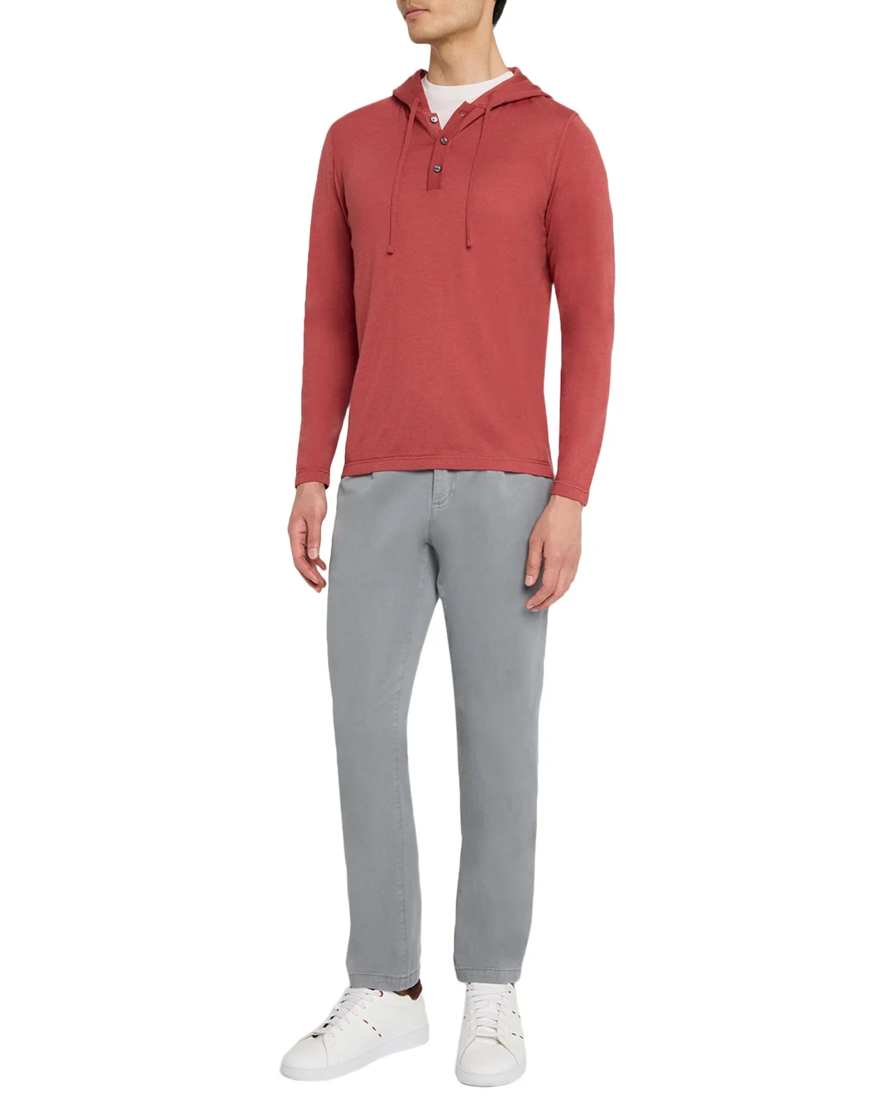 Kiton Men's Cashmere and Silk Half-Placket Hoodie