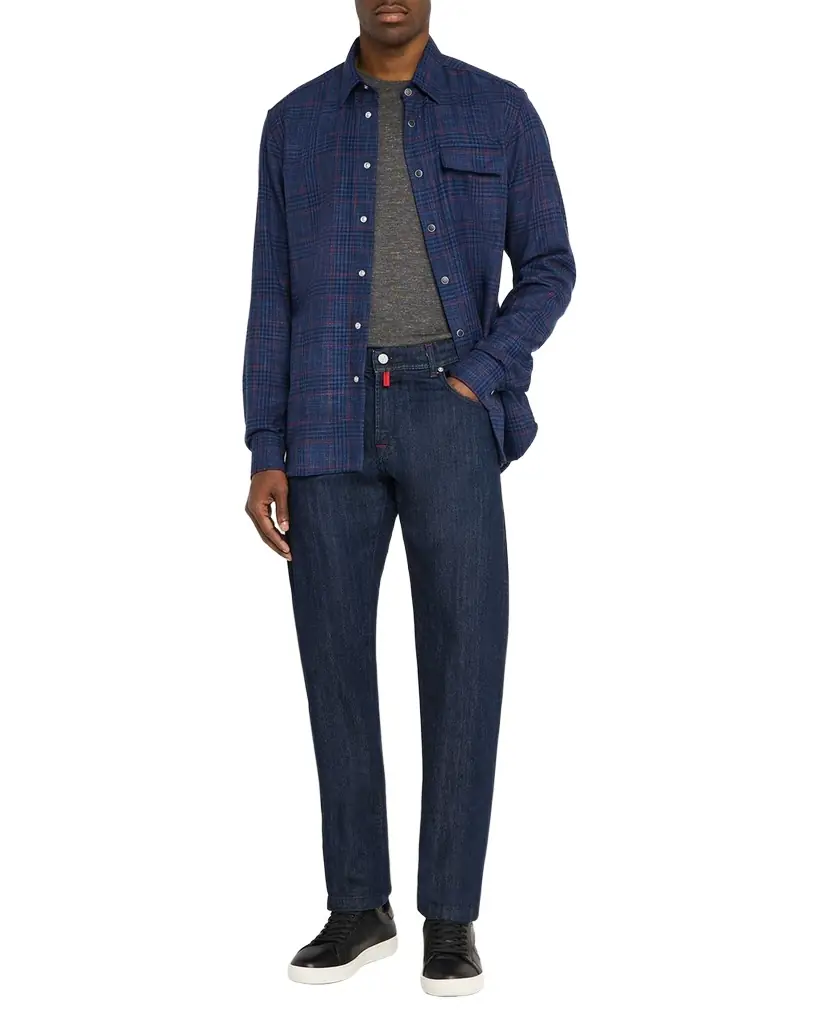 Kiton Men's Plaid Wool and Silk Casual Overshirt | Image 1 Kiton Men's Plaid Wool and Silk Casual Overshirt | Image 1