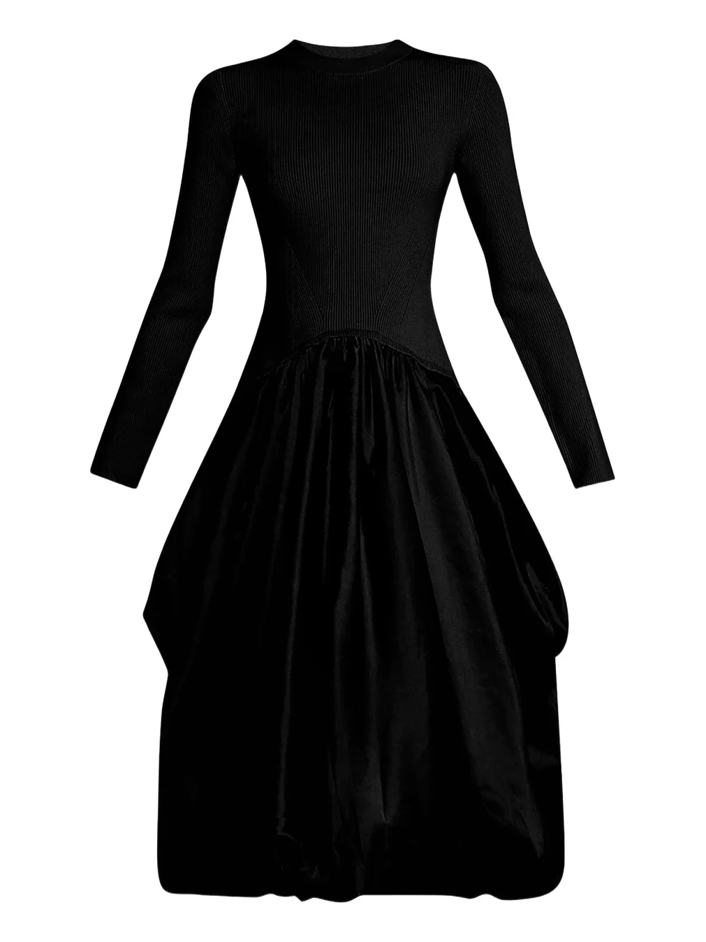 Kenlie Mixed Media Bubble Midi Dress Kenlie Mixed Media Bubble Midi Dress