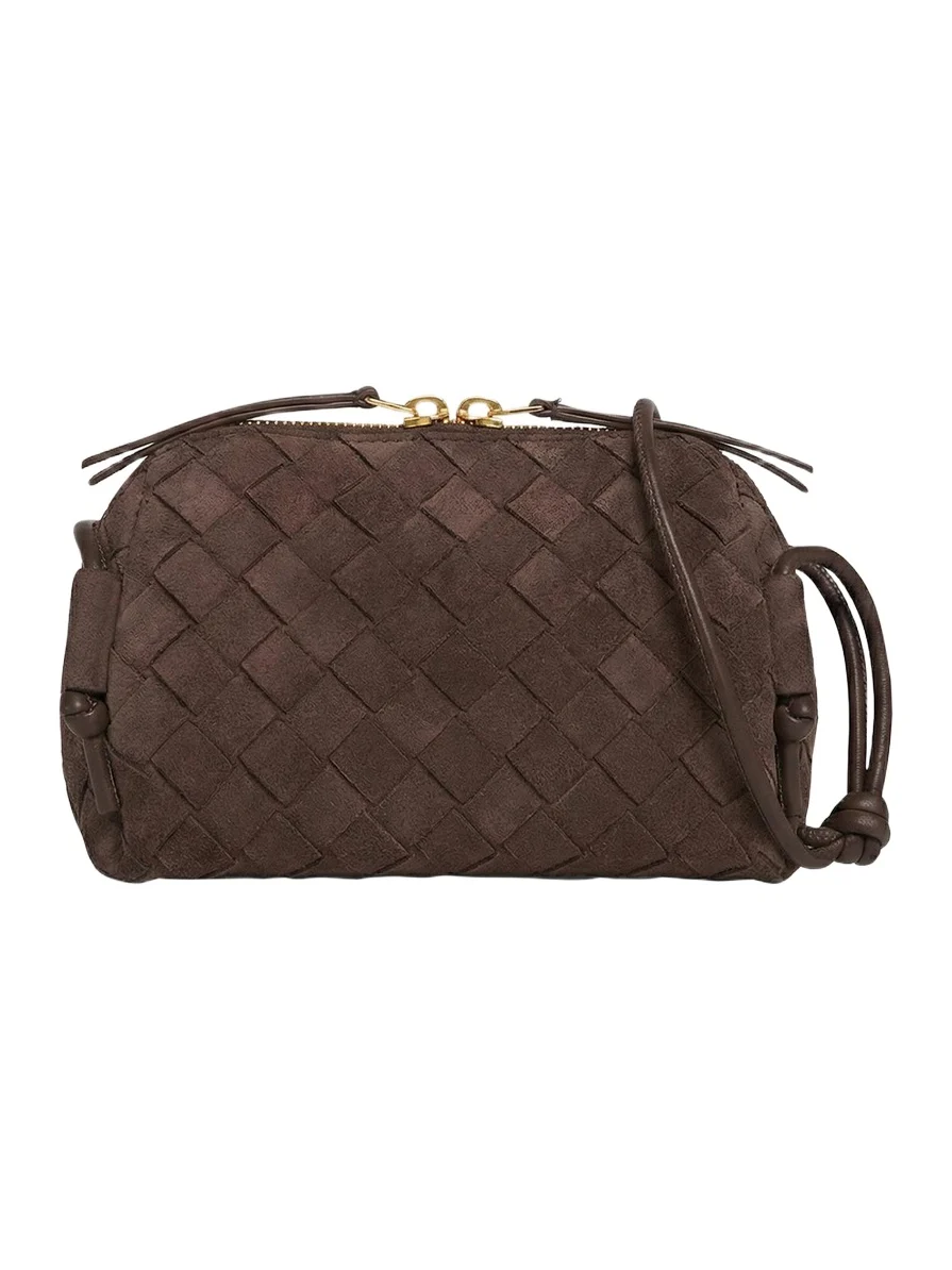 Bottega Veneta Concert Pouch Intrecciato Suede Crossbody Bag