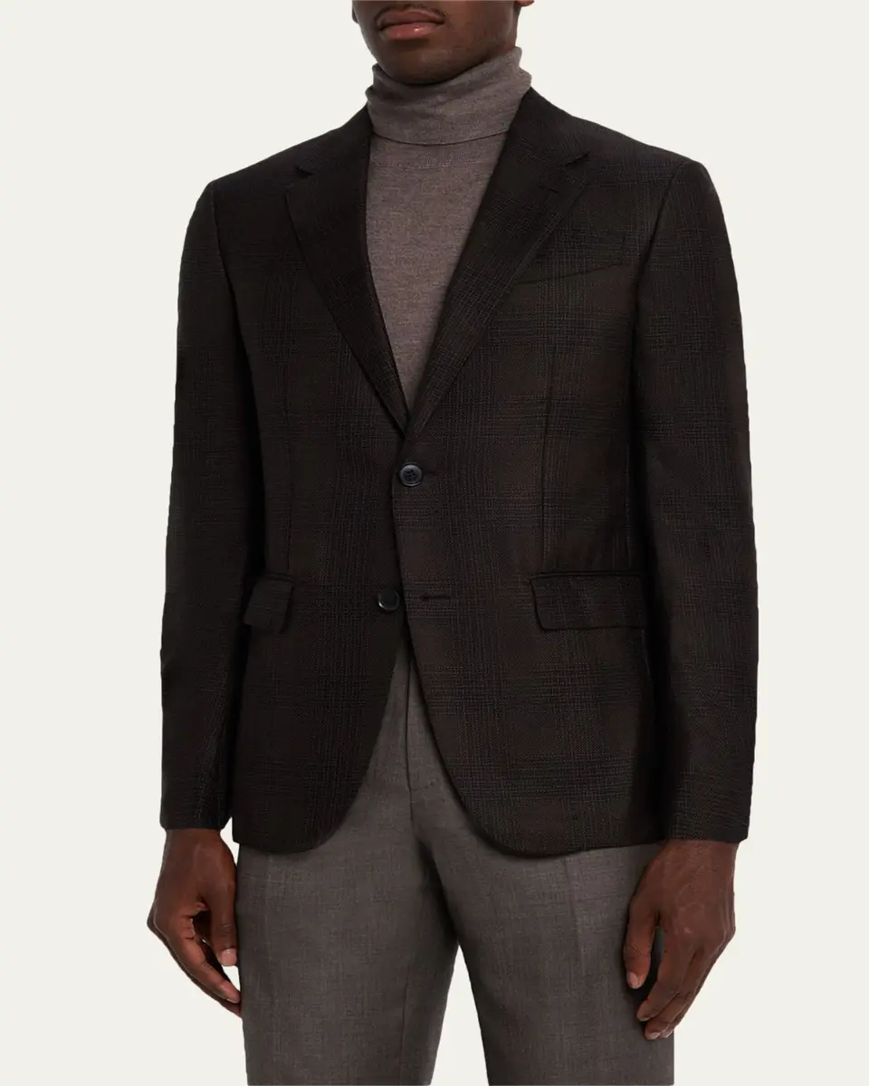 Zegna Men's Cashmere and Silk Tonal Plaid Sport Coat | Thumbnail 4 Zegna Men's Cashmere and Silk Tonal Plaid Sport Coat | Thumbnail 4