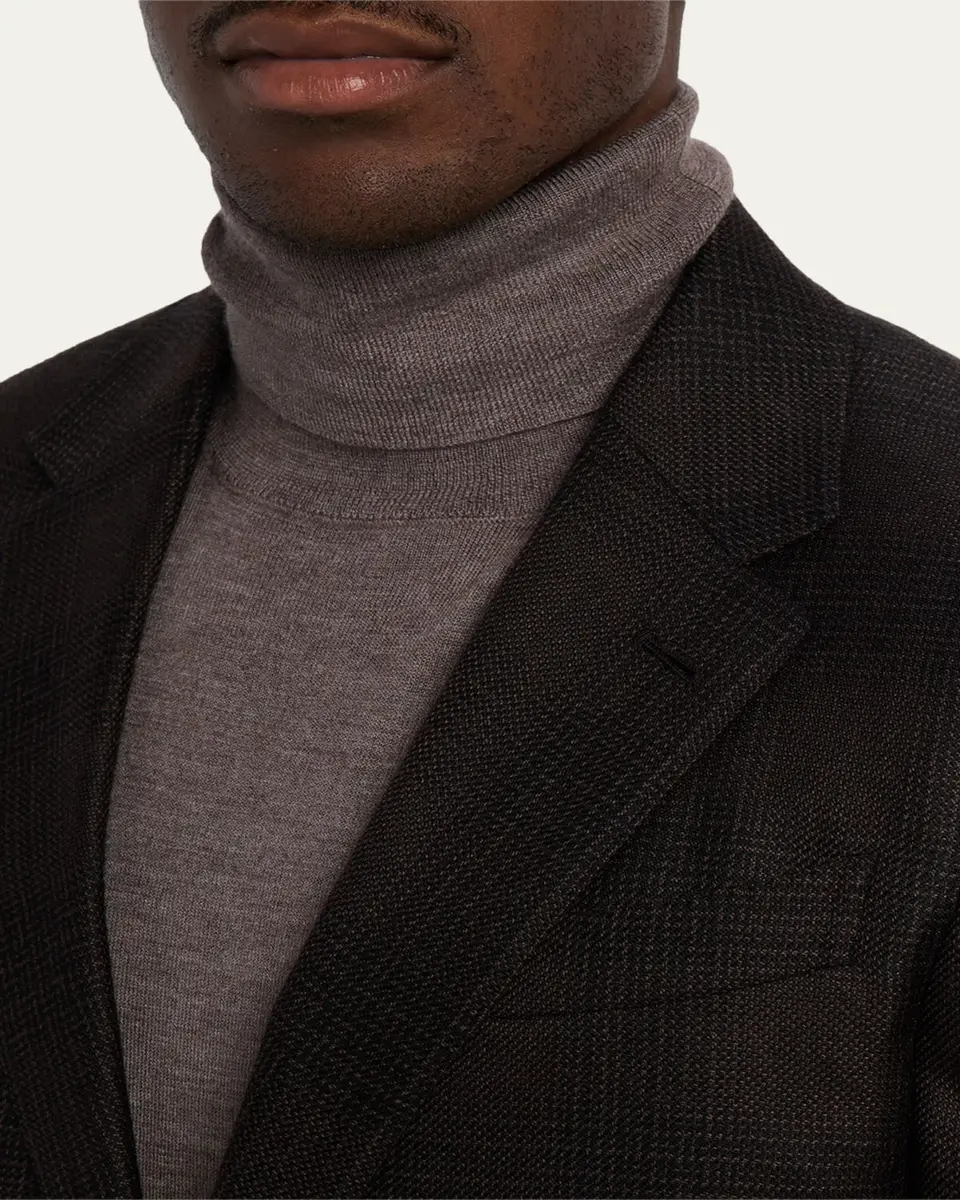 Zegna Men's Cashmere and Silk Tonal Plaid Sport Coat | Thumbnail 5 Zegna Men's Cashmere and Silk Tonal Plaid Sport Coat | Thumbnail 5