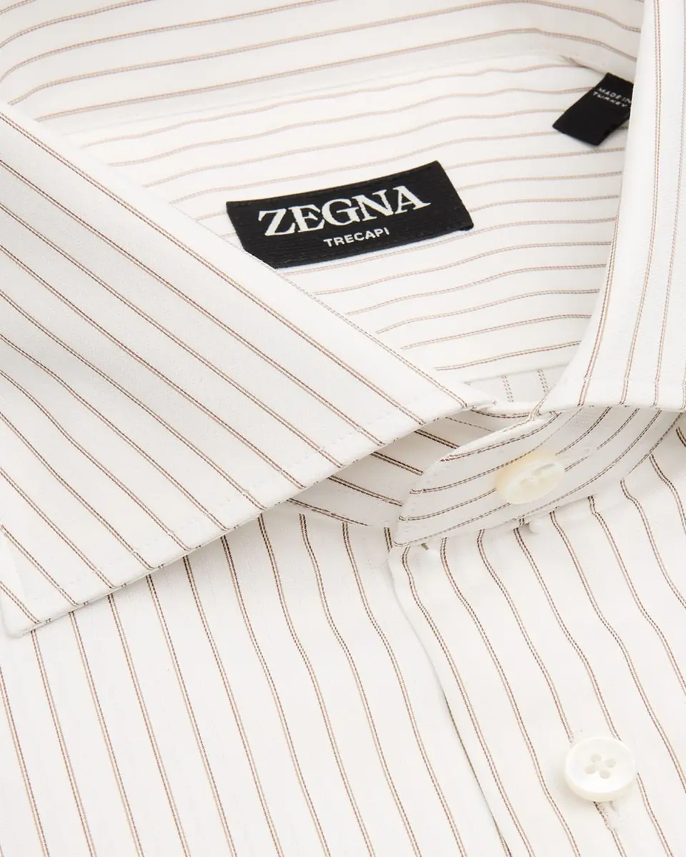 ZEGNA Men's Trecapi Cotton Narrow Double-Stripe Dress Shirt | Thumbnail 3 ZEGNA Men's Trecapi Cotton Narrow Double-Stripe Dress Shirt | Thumbnail 3