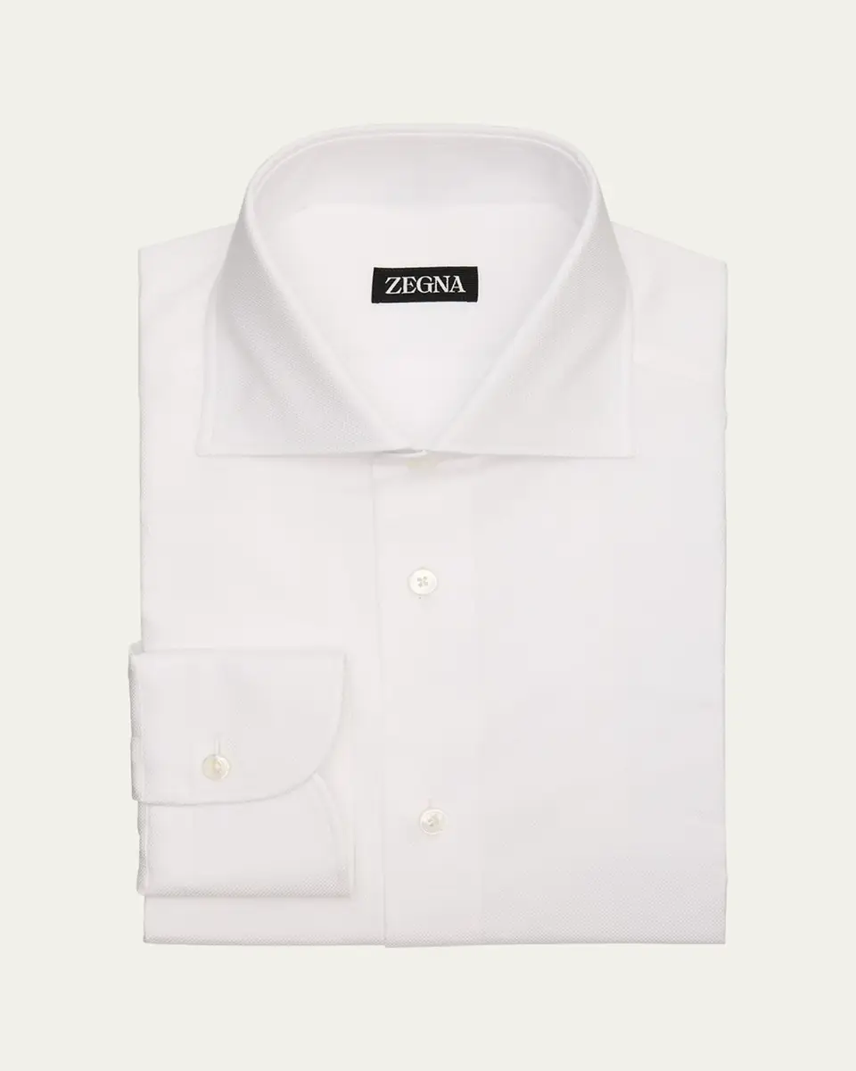 ZEGNA Men's Cotton Oxford Spread-Collar Dress Shirt | Thumbnail 2