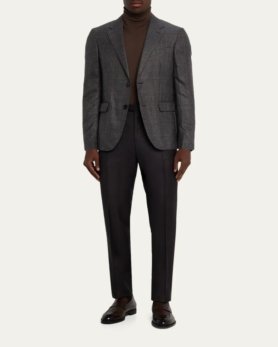 Zegna Men's Cashmere and Silk Houndstooth Check Sport Coat | Thumbnail 2