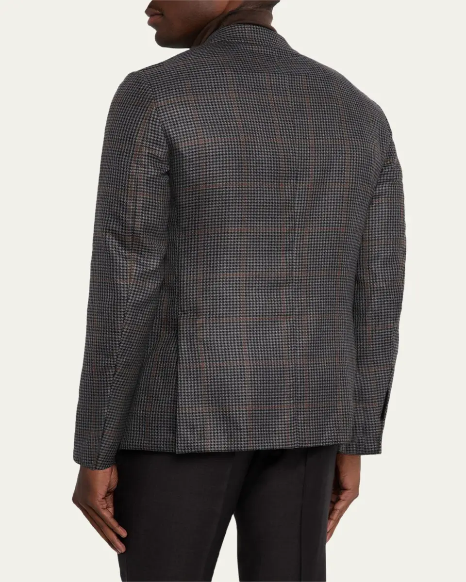 Zegna Men's Cashmere and Silk Houndstooth Check Sport Coat | Thumbnail 3