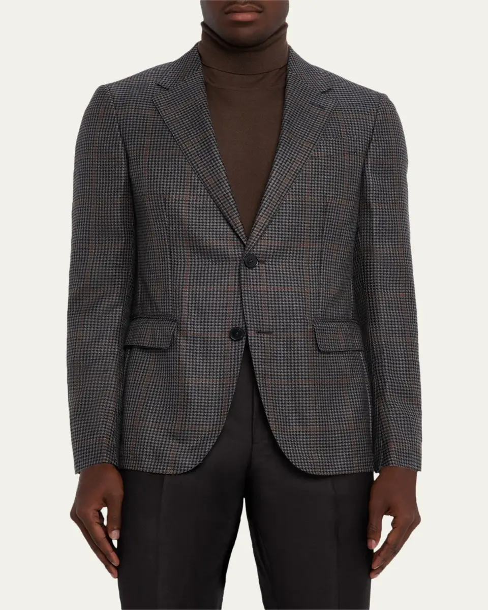 Zegna Men's Cashmere and Silk Houndstooth Check Sport Coat | Thumbnail 4