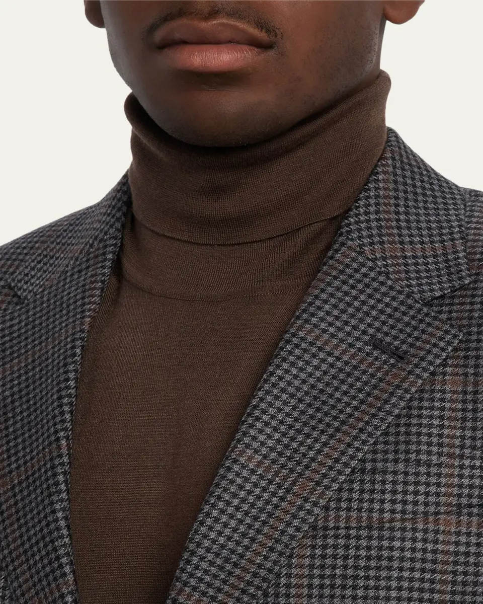 Zegna Men's Cashmere and Silk Houndstooth Check Sport Coat | Thumbnail 5
